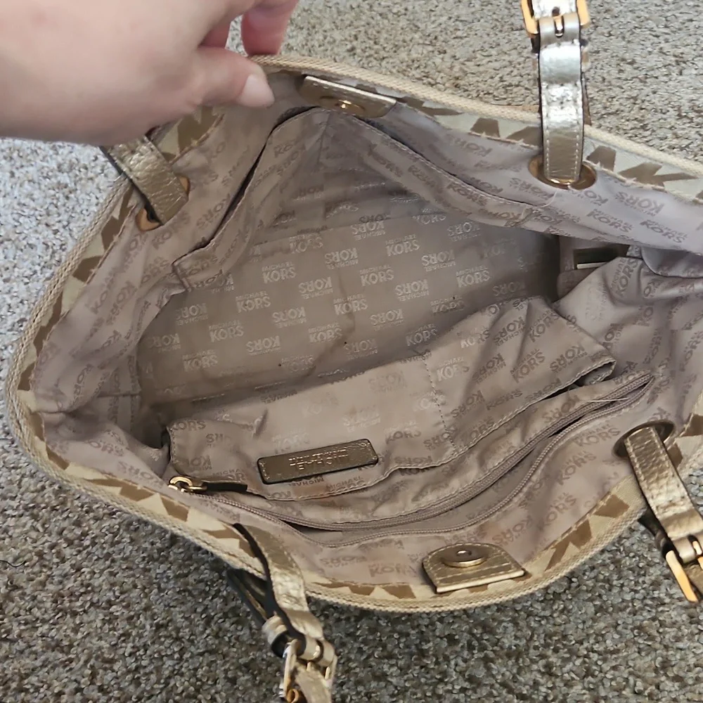 Michael Kors Beige Monogram Tote Bag